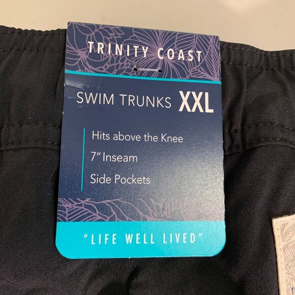 Trinity Coast XXL Black Swim Trunks 7" Inseam Side Pockets Super Comfy Beachw - Picture 4 of 9
